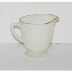Macbeth Evans MONAX Gold Edge Petalware Depression Milk Glass Creamer